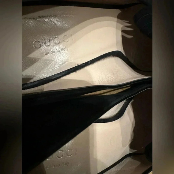 Gucci marmont fringe AUTHENTIC Black Suede Mule Heel Shoes Size 39 1/2 - Picture 12 of 12